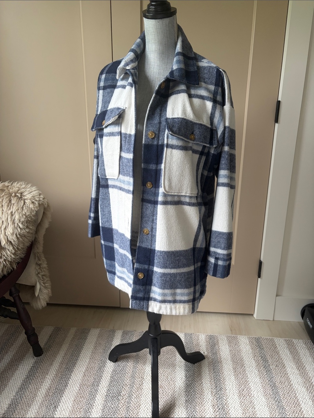 Banana Republic Blue and White Plaid Shacket